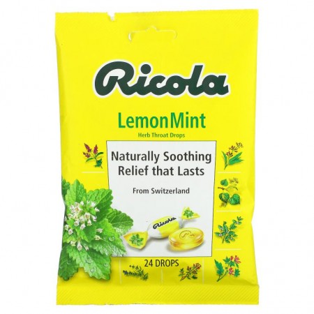 Ricola, 허드 목캔디, 레몬 민트, 24개 캔디