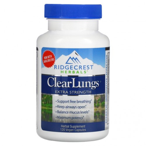 RidgeCrest Herbals, ClearLungs, 엑스트라 스트렝스, 베지 캡슐 120정