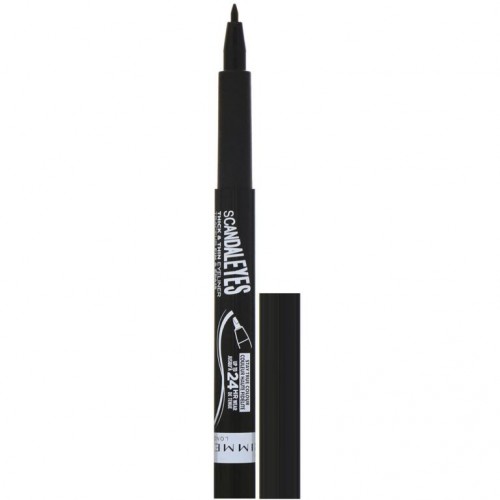 Rimmel London, 스캔달아이즈 틱 & 씬 아이라이너, 블랙 001, .0367fl oz(1.1ml)