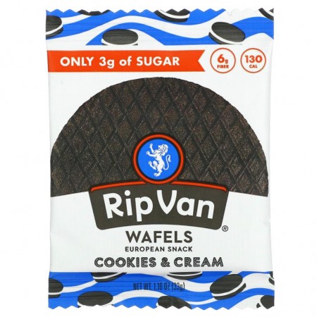 Rip Van Wafels, Wafels, 쿠키 앤 크림, 33g(1.16oz)