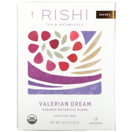 Rishi Tea, 유기농 식물 성분 혼합물, 발레리안 드림, 카페인 무함유, 티백 15개, 30g(1.05oz)