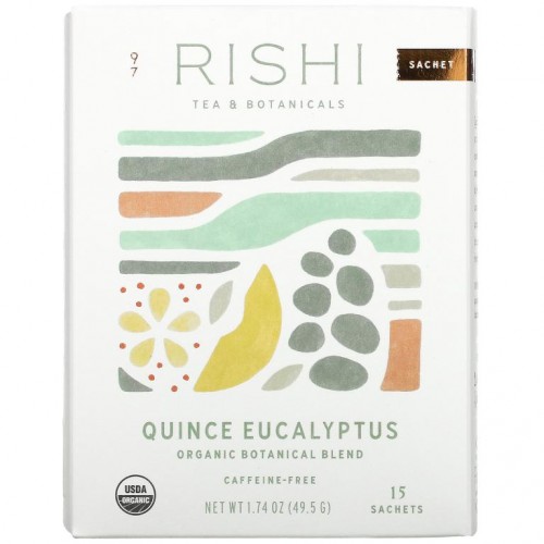 Rishi Tea, 유기농 식물성 혼합물, 모과 유칼립투스, 카페인 무함유, 15봉지, 49.5g(1.74oz)