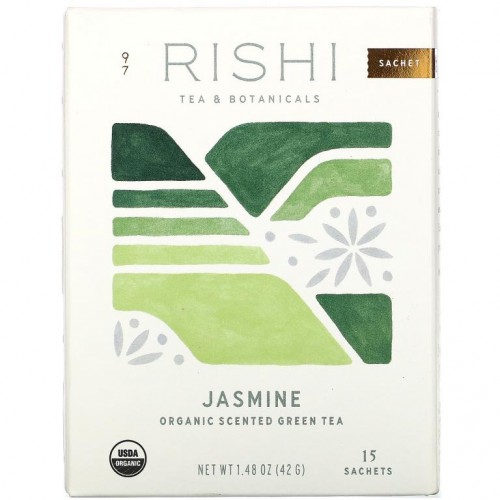 Rishi Tea, 유기농 가향 녹차, 자스민, 티백 15개, 42g(1.48oz)