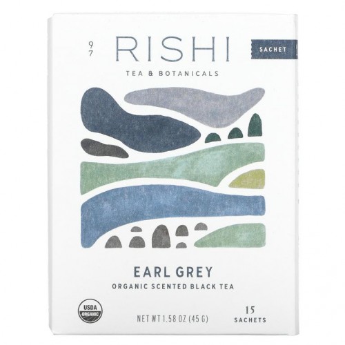 Rishi Tea, 얼그레이, 향이 나는 유기농 홍차, 티백 15개, 45g(1.58oz)