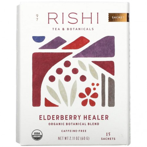 Rishi Tea, 엘더베리 힐러, 카페인 무함유, 티백 15개, 60g(2.11oz)