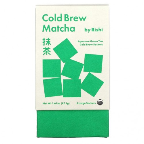 Rishi Tea, 콜드브루 말차, 일본산 녹차, 대형 티백 5개, 47.5g(1.67oz)