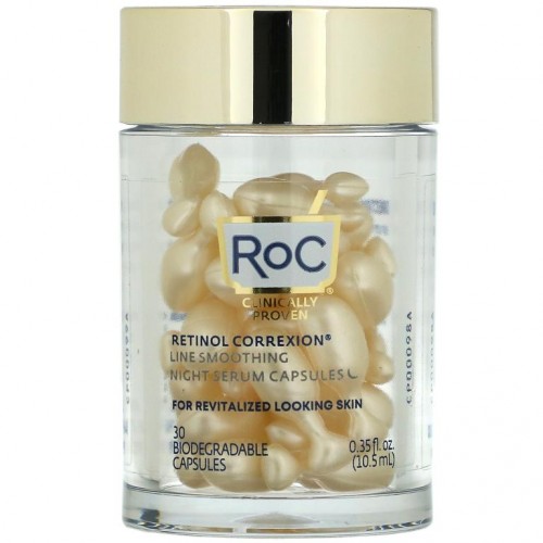 RoC, Retinol Correxion 라인 스무딩 나이트 세럼 캡슐, 생분해성 캡슐 30정