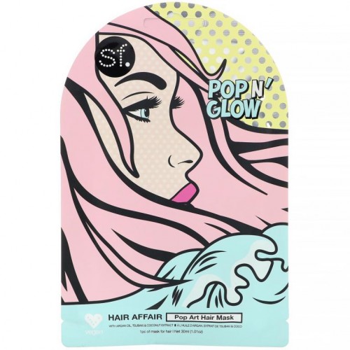 SFGlow, POP N' Glow, 헤어 어페어, 팝 아트 헤어 마스크, 시트 1개, 30ml (1.01 oz)