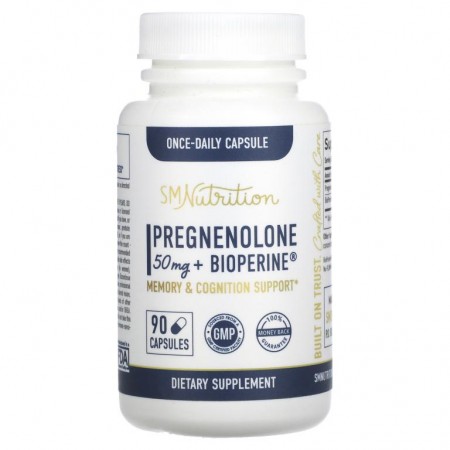 SMNutrition, 프레그네놀론 + Bioperine, 50mg, 캡슐 90정