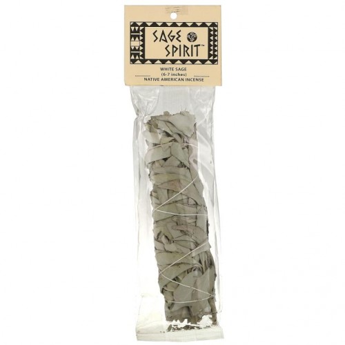 Sage Spirit, 네이티브 아메리칸 인센스, 화이트 세이지, 중형(6~7인치), 스머지 막대 1개
