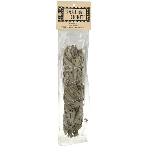Sage Spirit, 북미 원주민 향, 화이트 세이지, 큰 것 (8-9 인치), 1 스머지 막대기
