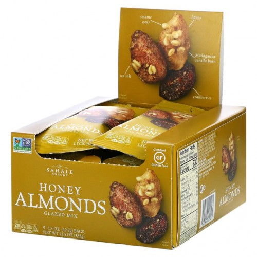 Sahale Snacks, Glazed Mix, 허니 아몬드, 9팩, 각 42.5g(1.5oz)