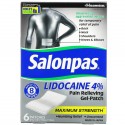 Salonpas, Lidocaine 4% Pain Relieving Gel-Patch, Maximum Strength, Unscented, 6 Patches