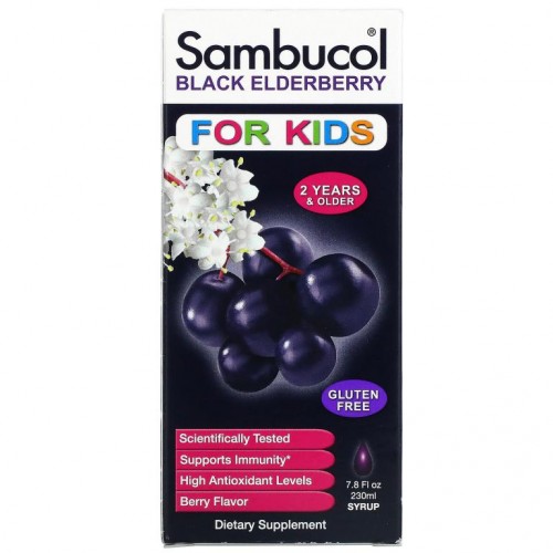 Sambucol, 블랙 엘더베리 시럽, 어린이용, 베리 맛, 230ml(7.8fl oz)