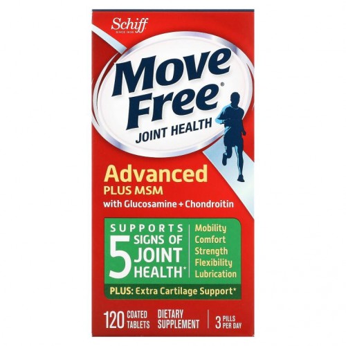 Schiff, Move Free, 관절 건강, 어드밴스드 플러스 MSM, 글루코사민 및 콘드로이틴 함유, 코팅 정제 120정