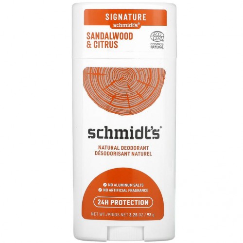 Schmidt's, 천연 데오드란트, 샌들우드 및 감귤류, 92g(3.25oz)