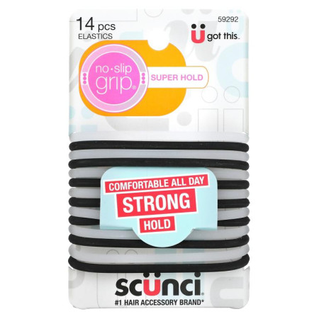 Scunci, Everyday & Active, 미끄럼 방지, 강력 고정 머리끈, 14개