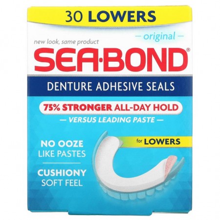 SeaBond, 의치용 접착제 씰, 오리지널, 하부용 30개
