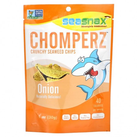 SeaSnax, Chomperz, 바삭바삭한 해초 칩,양파, 1 온스 (30 g)