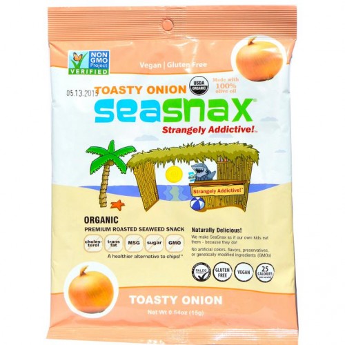 SeaSnax, 유기농 프리미엄 구운 김 스낵, 구운 양파, 15g(0.54oz)