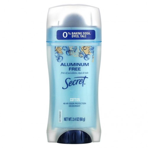 Secret, 48시간 냄새 억제 효과 데오드란트, 알루미늄 무함유, 코튼, 68g(2.4oz)