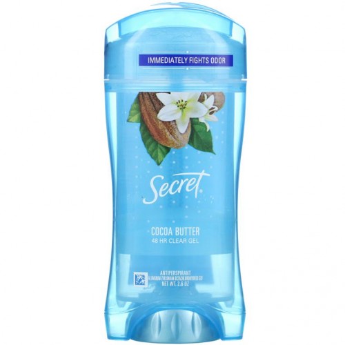Secret, 48시간 클리어 젤 데오드란트, 코코아 버터, 2.6 oz