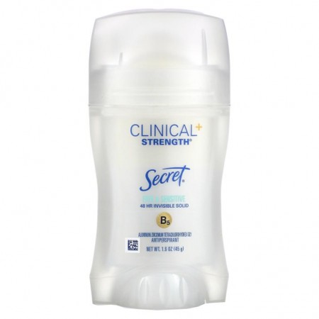Secret, Clinical + Strength, 땀 억제제, 프리 앤 센시티브, 45g(1.6oz)