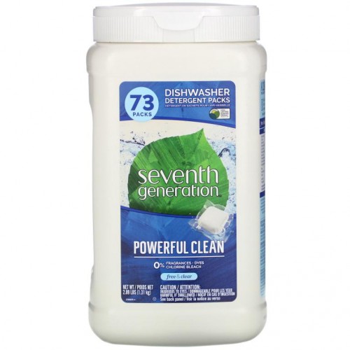 Seventh Generation, Dishwasher Detergent Packs, Fragrance Free, 73 Packs, 2.89 lbs (1.31 kg)
