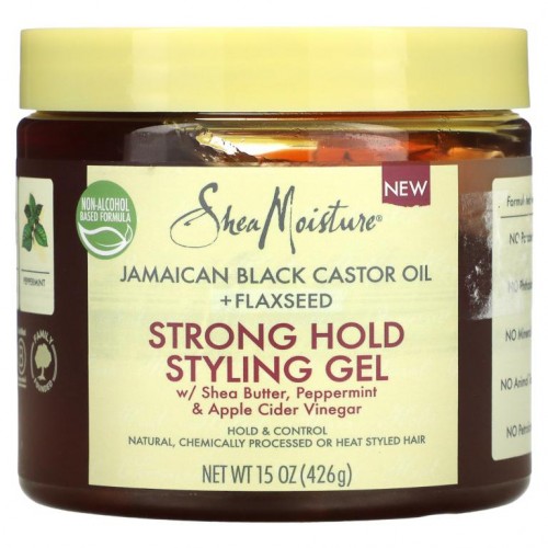 SheaMoisture, 스트롱 홀드 스타일링 젤, 시어버터, 페퍼민트, 사과 식초 함유, 426g(15oz)