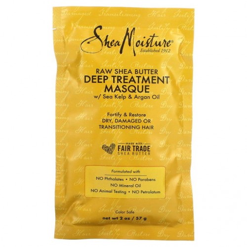 SheaMoisture, 무가공 시어버터, 모이스처 리커버리 트리트먼트 마스크, 해초 & 아르간 오일, 59ml (2 fl oz)