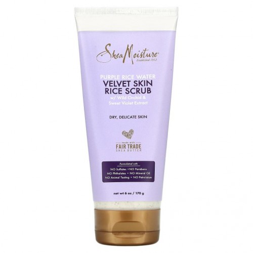 SheaMoisture, 퍼플 라이스 워터, 벨벳 스킨 라이스 스크럽, 177ml (6 fl oz)