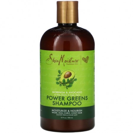 SheaMoisture, 파워 그린스 샴푸, 모링가 & 아보카도, 384ml(13fl oz)