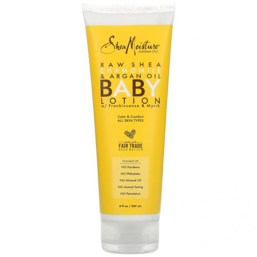 SheaMoisture, 무가공 시어 카모마일 & 아르간 오일 베이비 로션, 유향 및 몰약 함유, 237g (8fl oz)