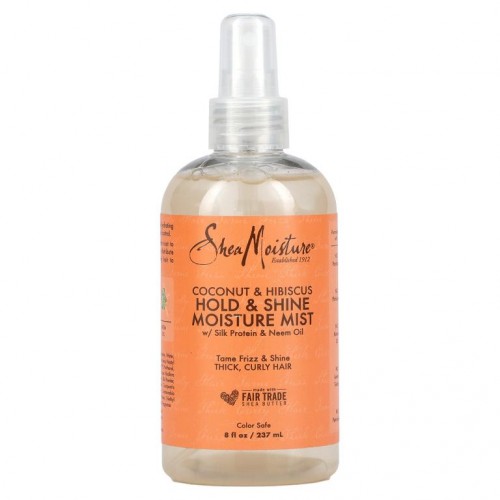 SheaMoisture, 홀드 & 샤인 모이스처 미스트, 실크 프로틴 & 님 오일 함유, 코코넛 & 히비스커스, 237ml (8fl oz)