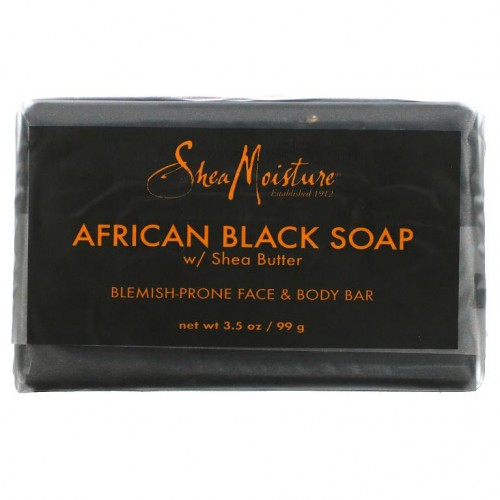 SheaMoisture, 여드름 피부용 페이스 & 바디 바, 시어버터가 함유된 아프리카 블랙 비누, 99g(3.5oz)