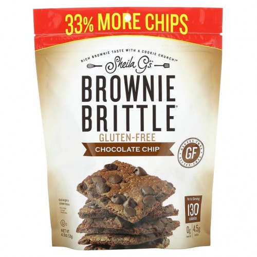 Sheila G's, Brownie Brittle, 글루텐 무함유, 초콜릿칩, 142g(5oz)