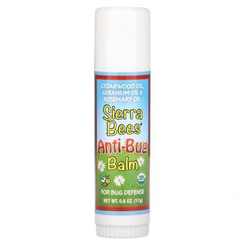Sierra Bees, 안티버그 밤 스틱, 시더우드오일, 제라늄오일 & 로즈메리오일, 17g(0.6oz)
