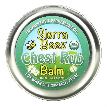 Sierra Bees, 체스트 럽 밤, 유칼립투스 & 페퍼민트, 17g(0.6oz)