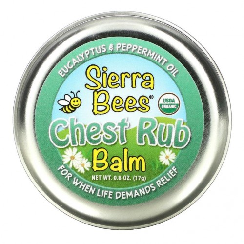 Sierra Bees, 체스트 럽 밤, 유칼립투스 & 페퍼민트, 17g(0.6oz)