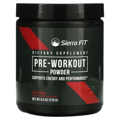 Sierra Fit, 운동 전 보충제 분말, 프루트 펀치 맛, 270g (9.5oz)