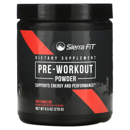 Sierra Fit, 운동 전 보충제 분말, 수박 맛, 270g (9.5oz)