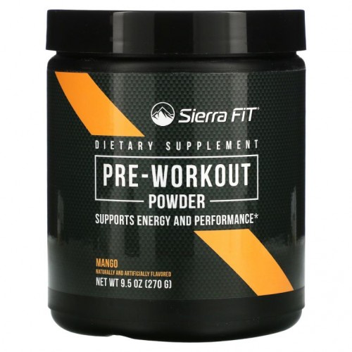Sierra Fit, 운동 전 보충제 분말, 망고 맛, 270g (9.5oz)