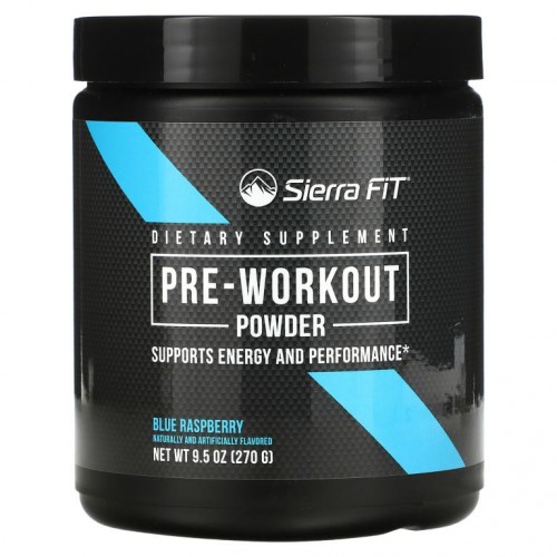 Sierra Fit, 운동 전 보충제 분말, 블루 라즈베리 맛, 270g (9.5oz)