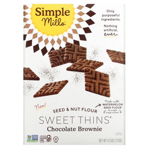 Simple Mills, 씨앗 및 견과류 가루 스위트 씬, 초콜릿 브라우니, 120g(4.25oz)