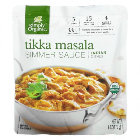 Simply Organic, 인도 음식, 티카 마살라 시머 소스, 170g(6oz)
