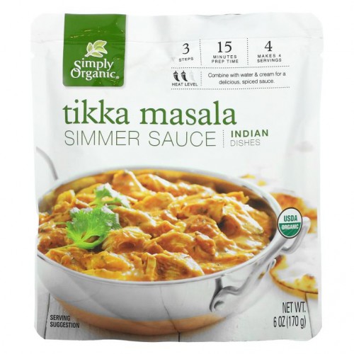 Simply Organic, 인도 음식, 티카 마살라 시머 소스, 170g(6oz)