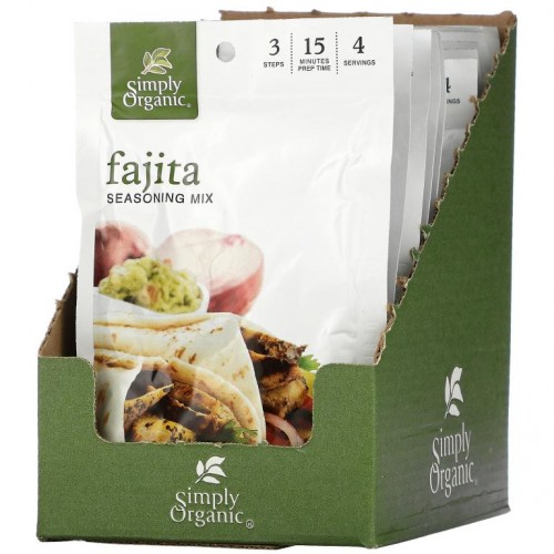 Simply Organic, 파히타 시즈닝 믹스, 12개입, 각 28g (1 oz)