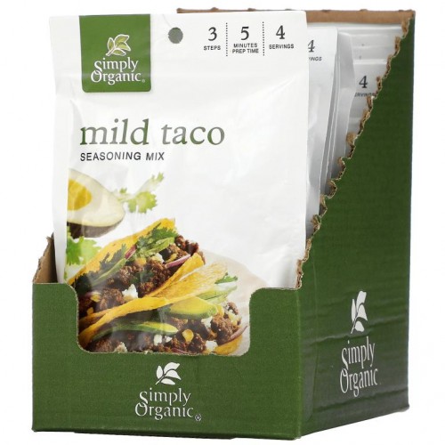 Simply Organic, 마일드 타코 시즈닝 믹스, 12개입, 28g (1 oz)