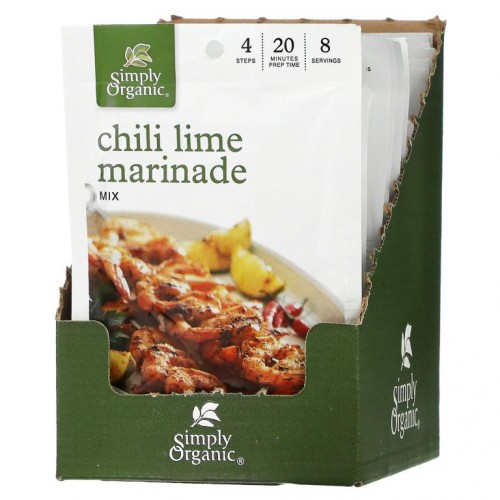 Simply Organic, 칠리 라임 양념 믹스, 12 봉, 각 1.00 oz(28 g)