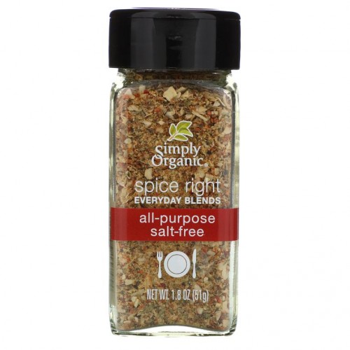 Simply Organic, 유기농 스파이스 라이트 에브리데이 블렌드, 솔트 프리 다목적, 1.8 oz (51 g)